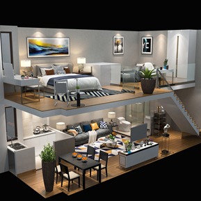 现代 公寓 复试客厅整体