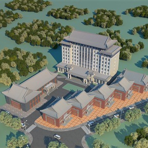 新中式 酒店建筑 宾馆酒店