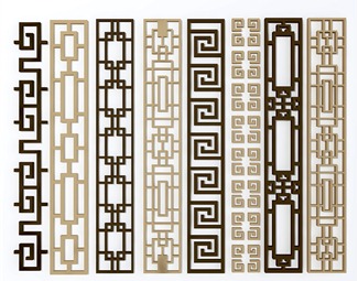 現代中式雕花隔斷免費3d模型