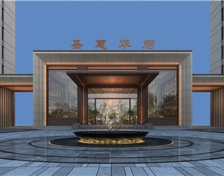 简欧现代风格小区大门3d模型下载-3d溜溜网