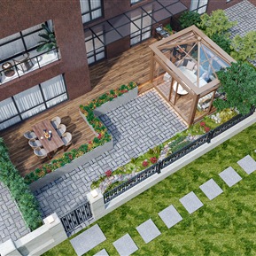 现代 庭院 别墅庭院花园