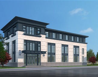 现代三层公共建筑