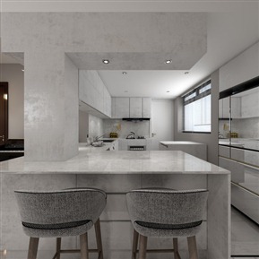 现代 厨房 小户型客餐厅全景