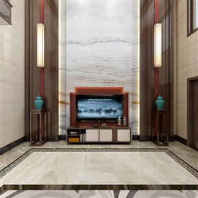 新中式 复式客厅 全景客厅沙发组合