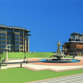 欧式 广场 住宅楼