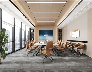 现代办公空间会议室3d模型下载-3d溜溜网