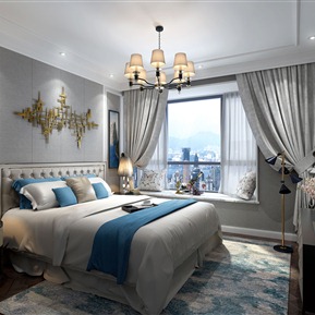 轻奢 卧室 卧室吊灯床头柜摆件边柜