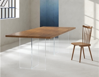 现代实木悬浮餐桌