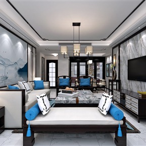 新中式 客厅 客餐厅