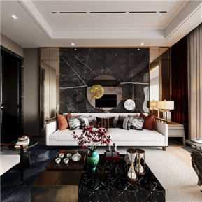 新中式 客餐厅 全景客厅