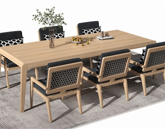 现代实木长条桌