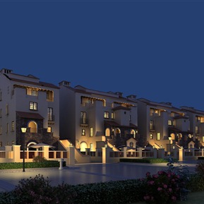 新中式 联排别墅 沙漠别墅景观