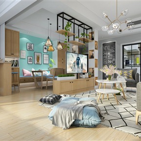 北欧 客厅 客餐厅