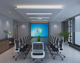 现代会议室设计效果图3d模型下载-3d溜溜网