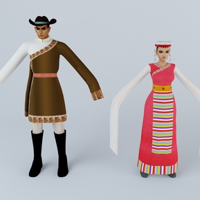 现代 双人 藏族服装