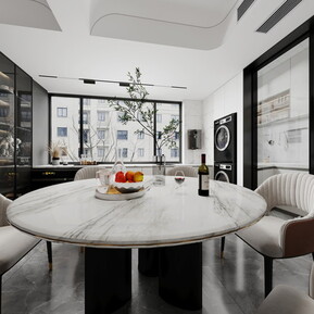 现代 客餐厅 黑白灰客餐厅