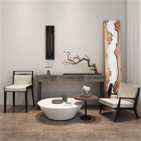 新中式 端景台 座椅屏装饰组合