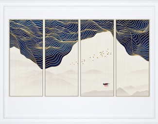 新中式 抽象画 挂画 抽象 组合画