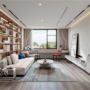 现代 客厅 别墅家庭间