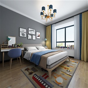 北欧 卧室 榻榻米书房 男孩房