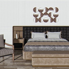 现代 双人床 双人床品组合