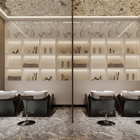 现代 理发店 洗发区