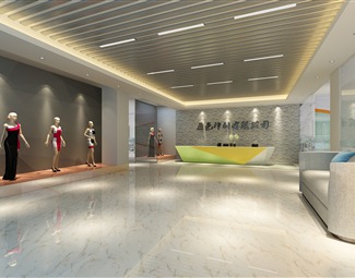 现代 前台  公司前台模特展窗