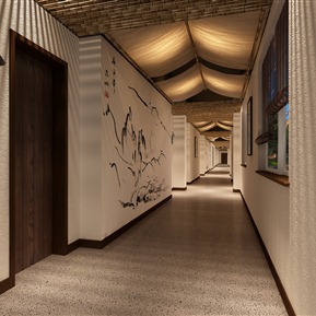 中式 过道 民宿酒店大堂接待过道