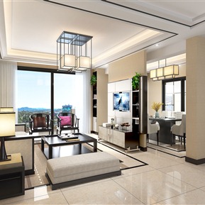 新中式 客厅 客厅餐厅沙发组合