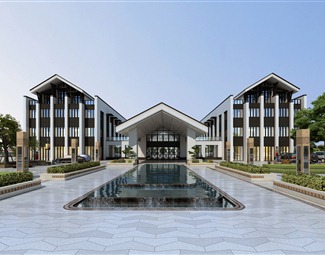 新中式新中式建筑鸟瞰