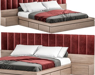 现代卧房双人床