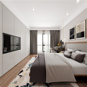 现代 卧室 卧室全景