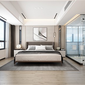 现代 卧室 主卧室带卫生间