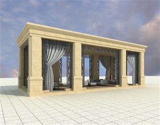 简欧欧式景观亭子3d模型下载-3d溜溜网