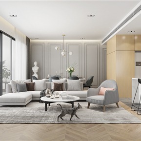 现代 客厅 客餐厅