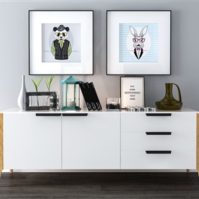 北欧 玄关柜 装饰柜 边柜 装饰画 装饰品组合