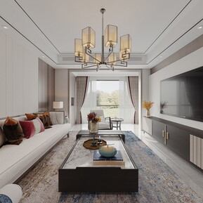 新中式 客餐厅 客餐厅全景