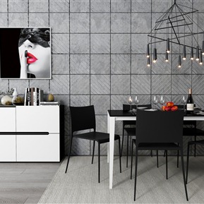 现代 餐桌椅组合  餐桌边柜装饰品吊灯组合