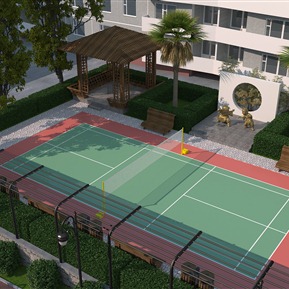 现代 羽毛球场 小区园林