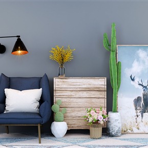 北欧 沙发椅 休闲椅 仙人掌 餐边柜 边柜 装饰画