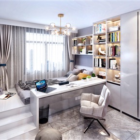 轻奢 榻榻米卧室 书房榻榻米卧室