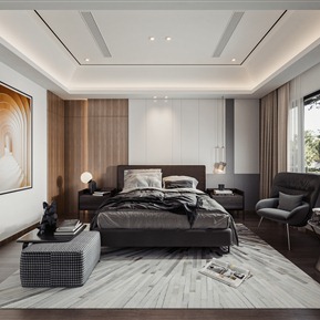 现代 卧室 主卧室