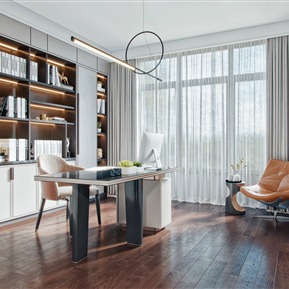 现代 书房 书房休闲区