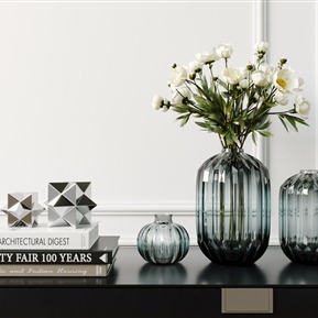 现代 装饰品 简约透明玻璃花瓶摆件