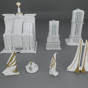 现代 卡通建筑 超时空建筑