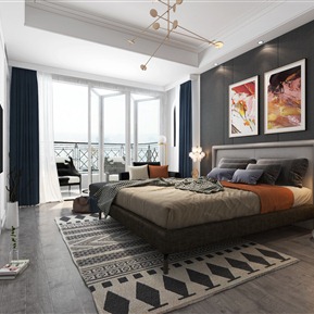 现代 卧室 主卧室