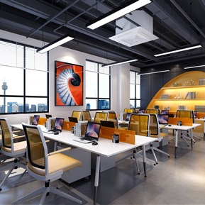 现代 公共办公区 办公前台接待区