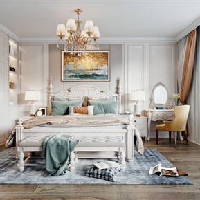 美式 卧室 主卧室