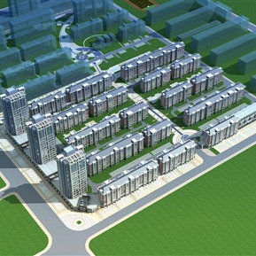 现代 鸟瞰图 小区规划