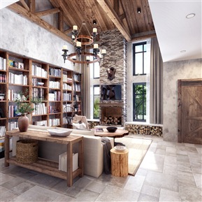 田园 客厅 自然民宿客厅壁炉接待区